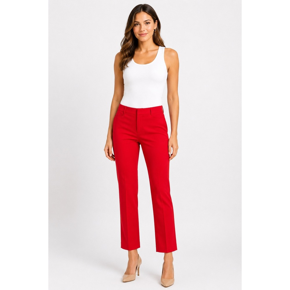 Express Editor Red Straight Leg Dress Pants Womens 4S Stretch Career Trousers